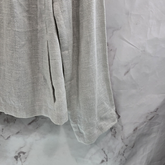 J Jill Jacket Womens Large Linen Gray Silver Blazer Unstructured Two Button Tie - Picture 4 of 12